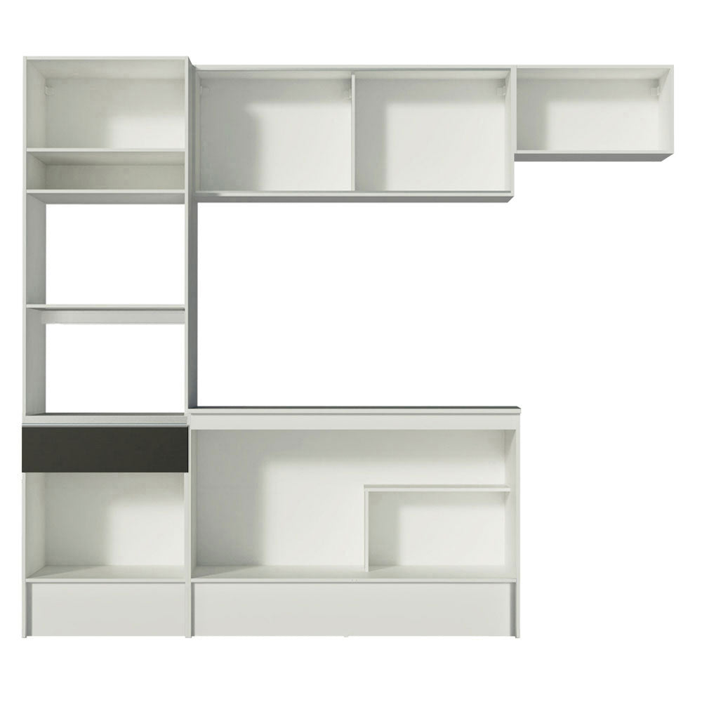 Armário de Cozinha Completa 240cm Branco/Preto/Branco Topazio Madesa 01
