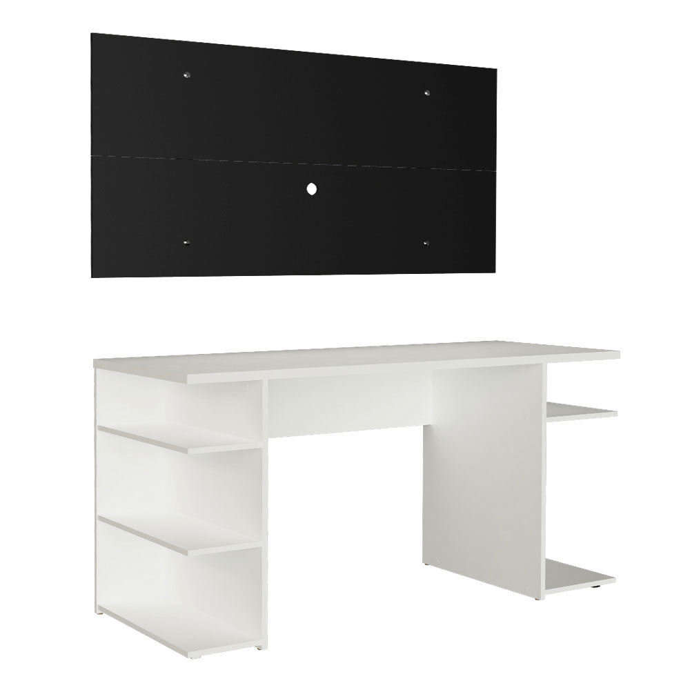 Mesa para Computador Gamer Madesa 9409 e Painel para TV até 50 Polegadas Branco/Preto