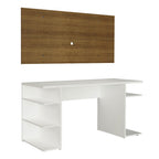 Mesa para Computador Gamer Madesa 9409 e Painel para TV até 50 Polegadas Branco/Rustic