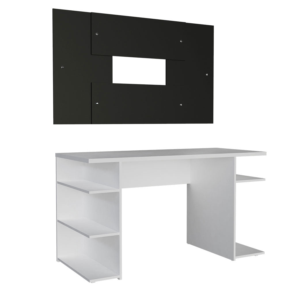 Mesa para Computador Gamer Madesa 9409 e Painel para TV até 58 Polegadas Branco/Preto