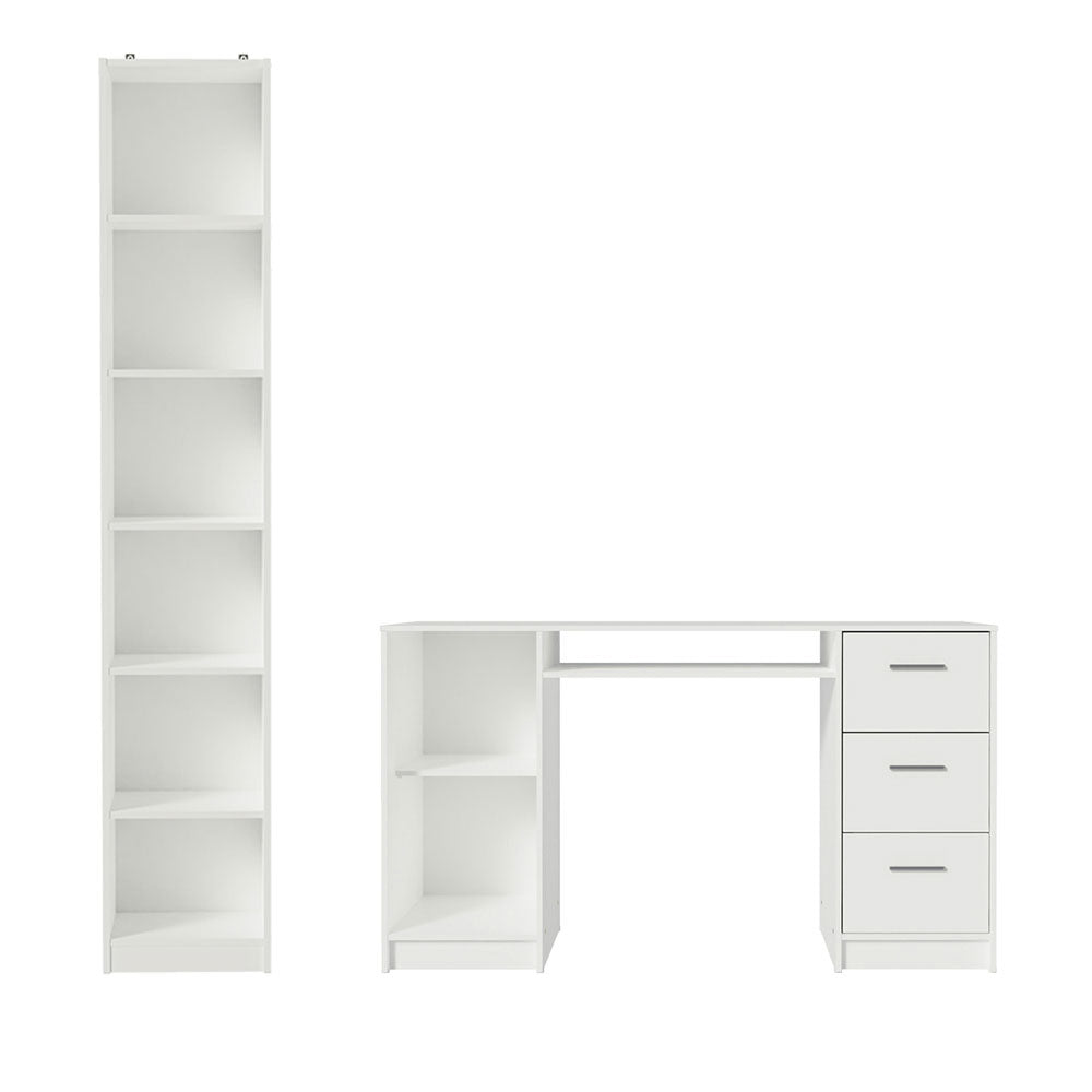 Escrivaninha Madesa Alaska + Estante Livreiro 6906 Branco