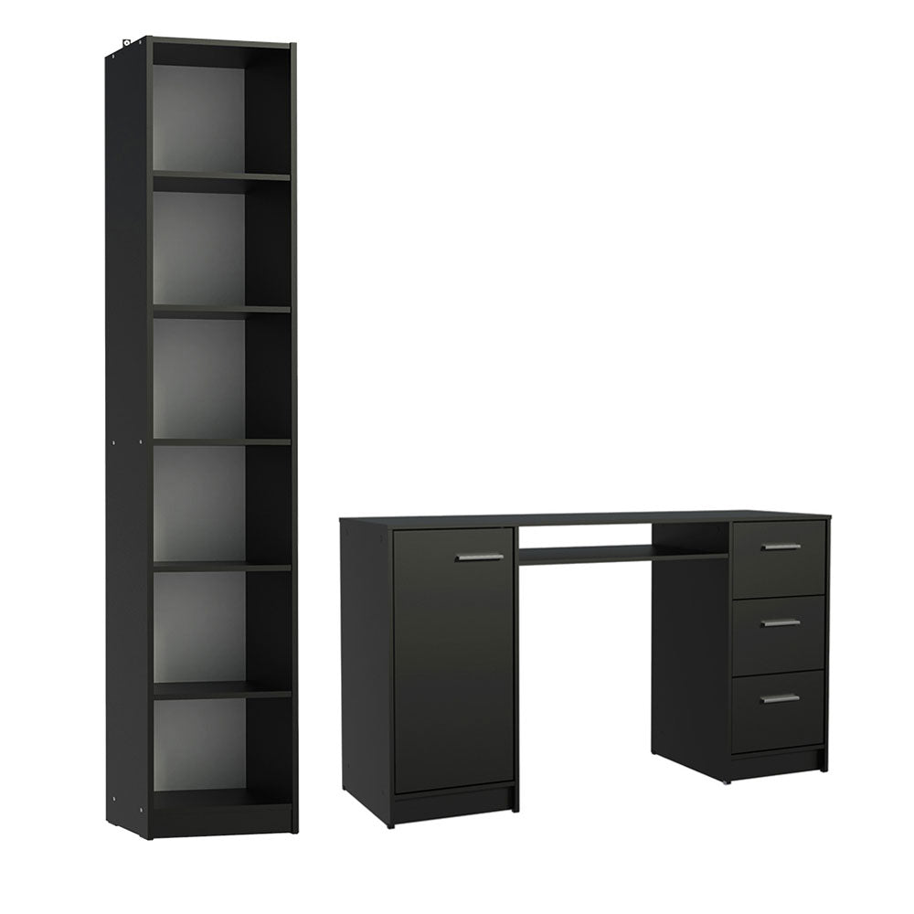 Escrivaninha Madesa Alaska + Estante Livreiro 6906 Preto