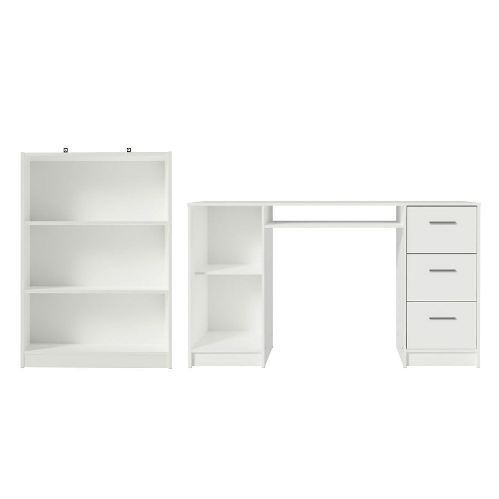 Escrivaninha Madesa Alaska + Estante Livreiro 6907 Branco