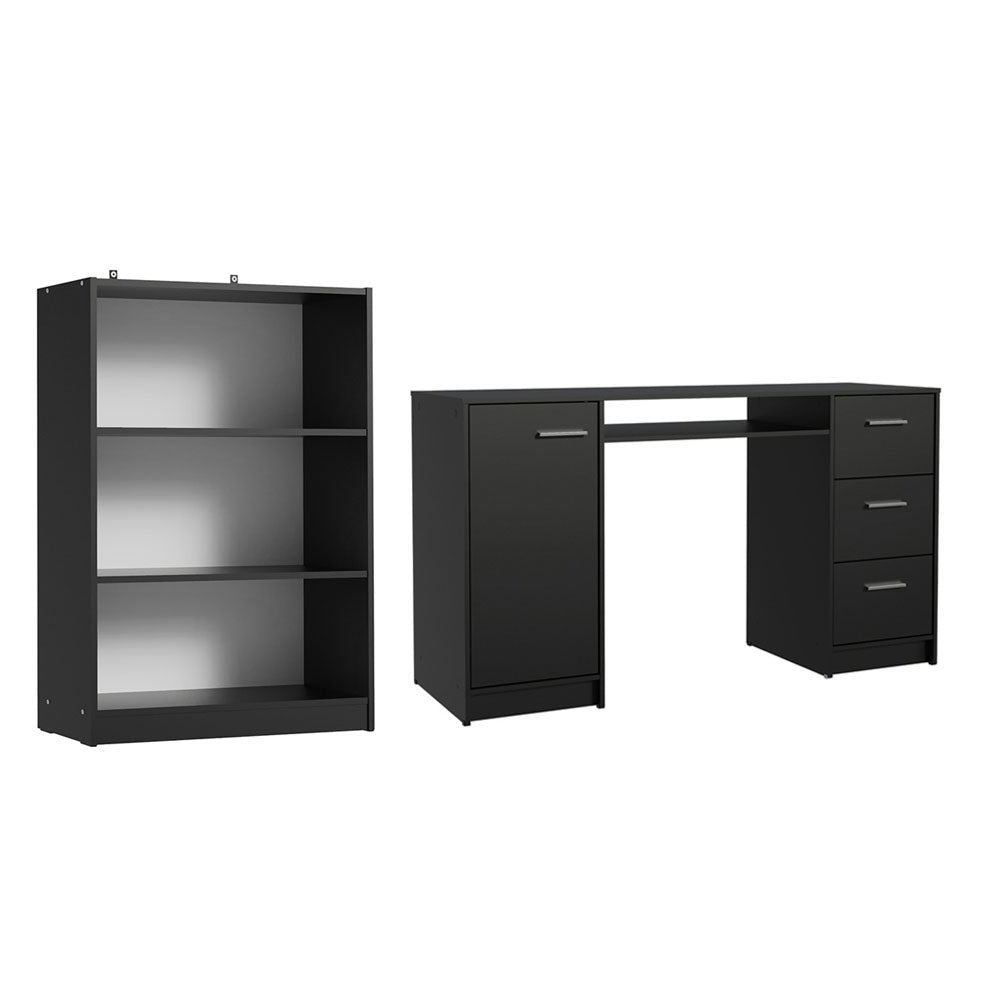 Escrivaninha Madesa Alaska + Estante Livreiro 6907 Preto