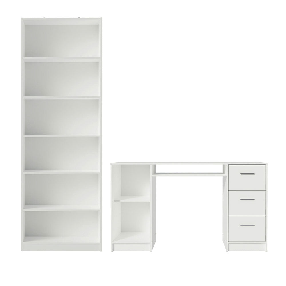 Escrivaninha Madesa Alaska + Estante Livreiro 6908 Branco