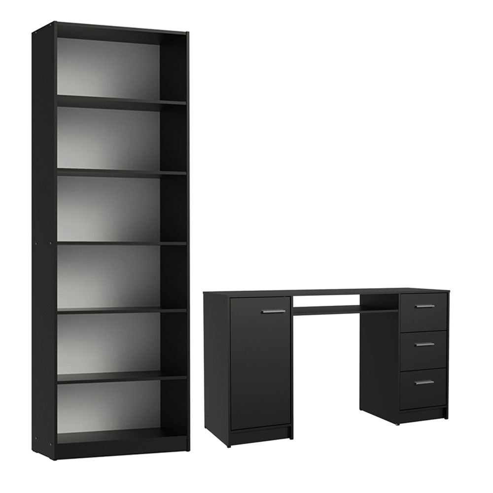 Escrivaninha Madesa Alaska + Estante Livreiro 6908 Preto