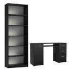 Escrivaninha Madesa Alaska + Estante Livreiro 6908 Preto