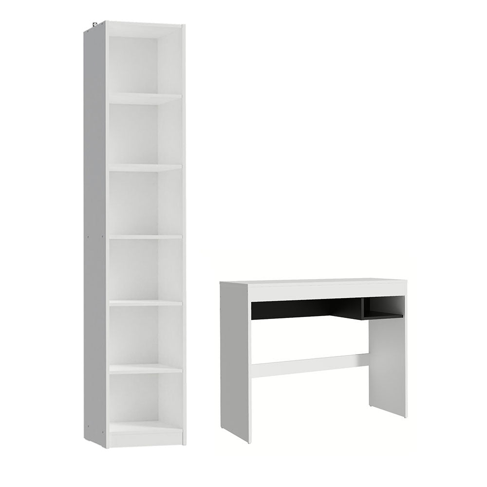 Escrivaninha Madesa Rubi + Estante Livreiro 6906 Branco