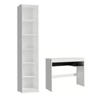 Escrivaninha Madesa Rubi + Estante Livreiro 6906 Branco