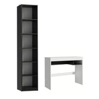 Escrivaninha Madesa Rubi + Estante Livreiro 6906 Branco/Preto