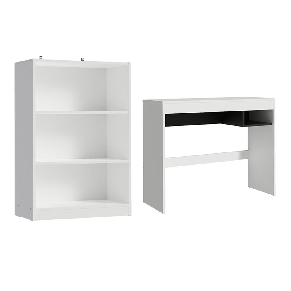 Escrivaninha Madesa Rubi + Estante Livreiro 6907 Branco