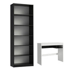 Escrivaninha Madesa Rubi + Estante Livreiro 6908 Branco/Preto