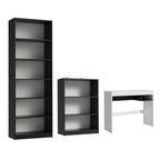 Escrivaninha Madesa Rubi + Estante 6908 + Estante 6907 Preto/Branco