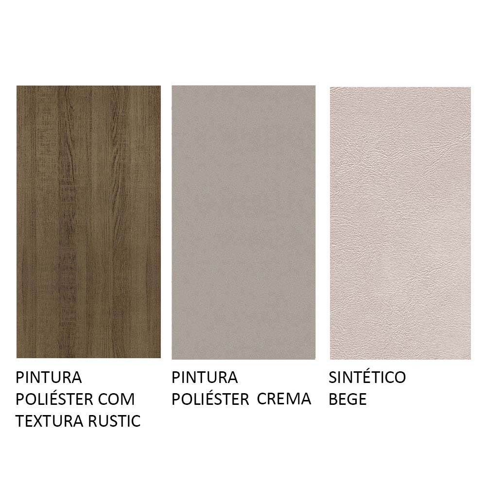 Conjunto Sala de Jantar Mesa Tampo de Madeira 6 Cadeiras Rustic/Crema/Bege Beverly Madesa