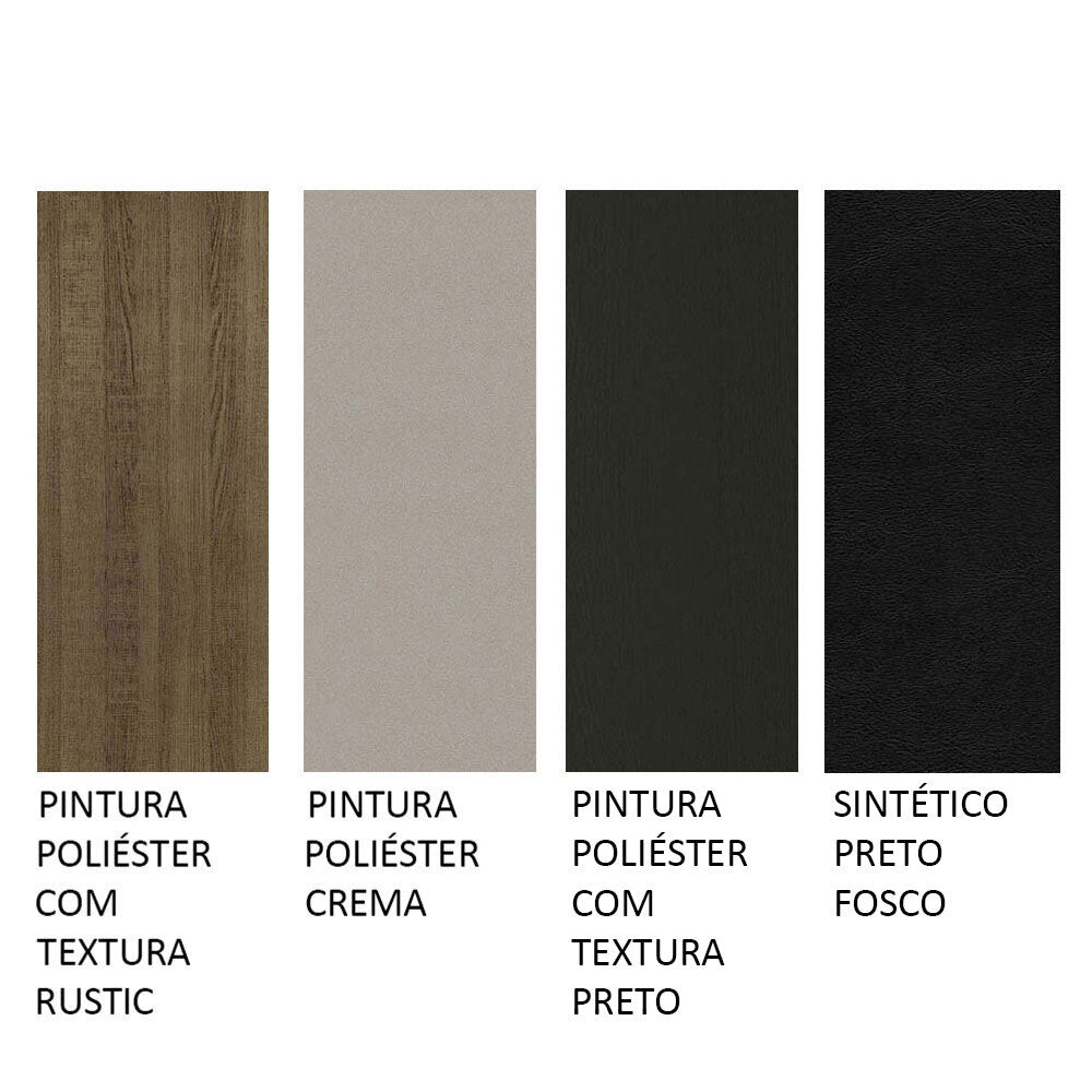 Conjunto Sala de Jantar Mesa Tampo de Madeira 6 Cadeiras Rustic/Crema/Preto Beverly Madesa