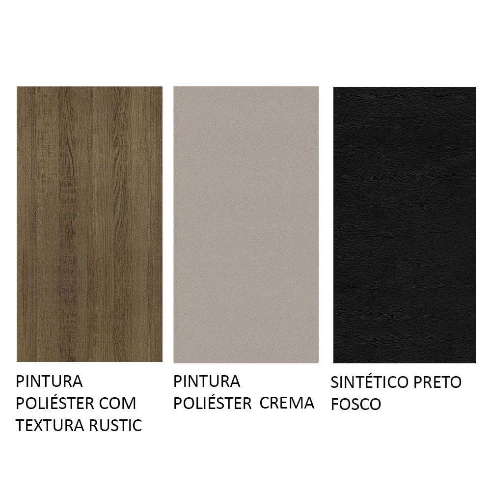 Conjunto Sala de Jantar Mesa Tampo de Madeira 6 Cadeiras Rustic/Crema/Preto Sharon Madesa