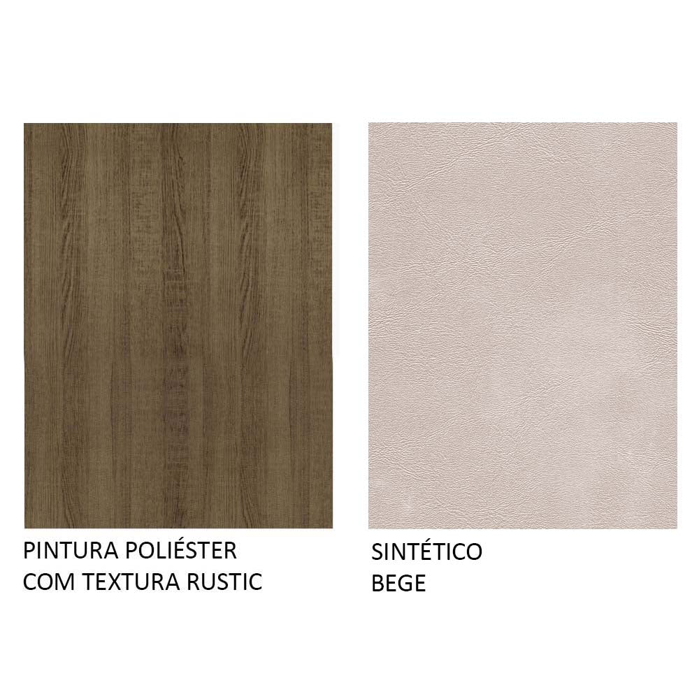 Conjunto Sala de Jantar Mesa Tampo de Madeira 6 Cadeiras Rustic/Bege Sharon Madesa