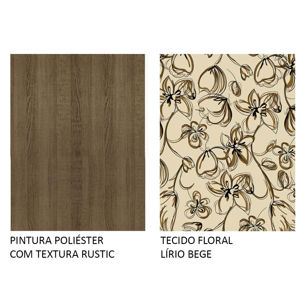 Conjunto Sala de Jantar Mesa Tampo de Madeira 6 Cadeiras Rustic/Lírio Bege Sharon Madesa