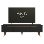 Rack para TV até 80 Polegadas 180cm 2 Portas 1 Gaveta Preto/Rustic Toronto Madesa