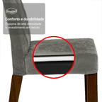 Conjunto Sala de Jantar Mesa Tampo de Vidro 6 Cadeiras Rustic/Cinza/Silver Geórgia Madesa