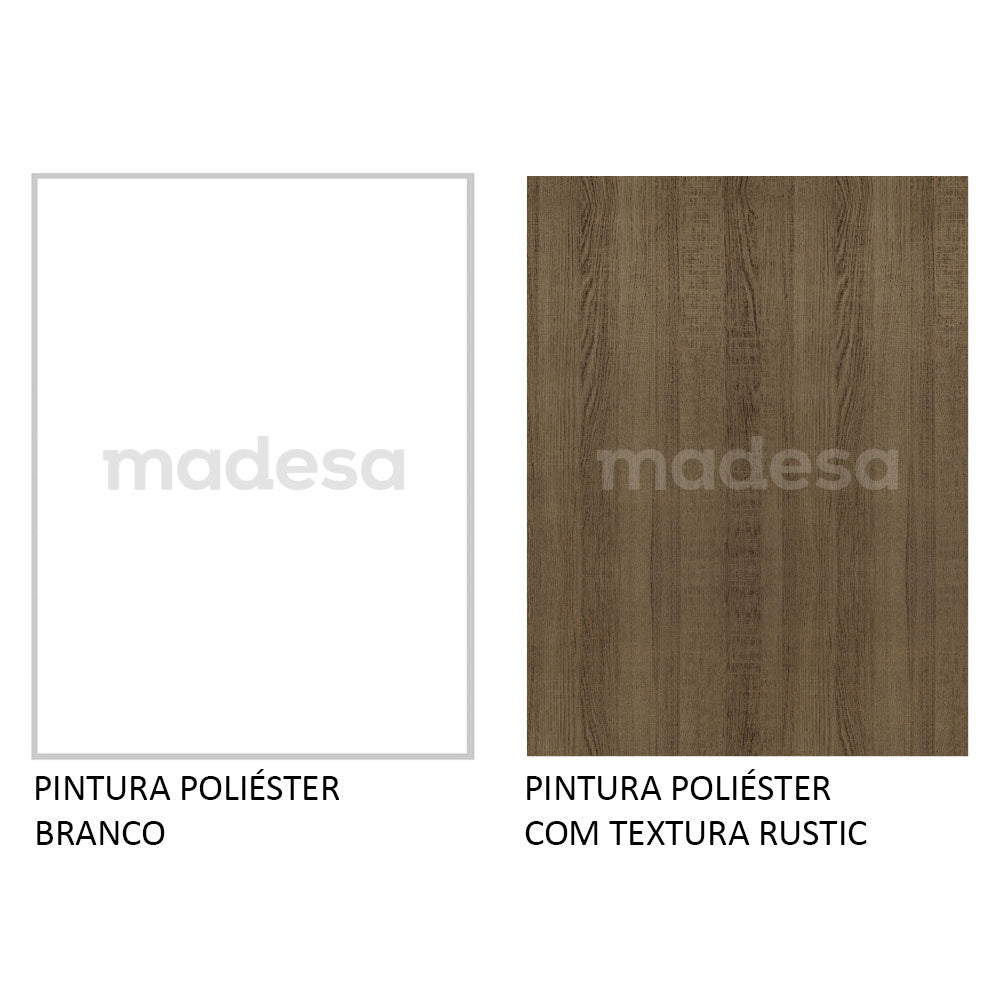 Guarda-Roupa Casal 100% MDF Madesa Royale 3 Portas de Correr com Espelho Branco/Rustic
