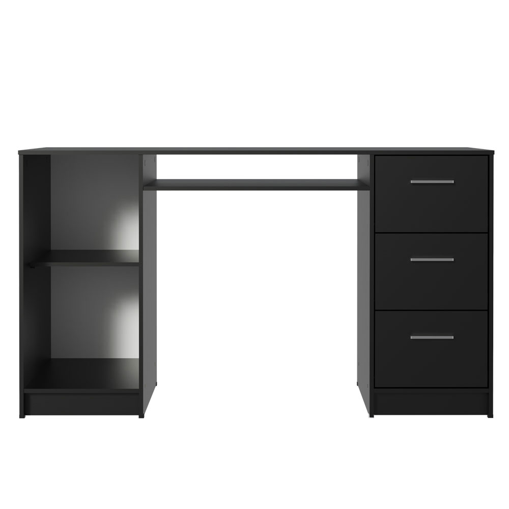 Escrivaninha Madesa Alaska 3 Gavetas 1 Porta Preto