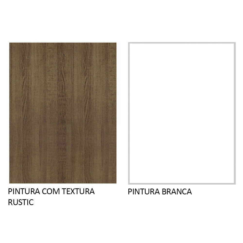 Kit com Armário Aéreo e Balcão 64cm Rustic/Branco Emilly Madesa