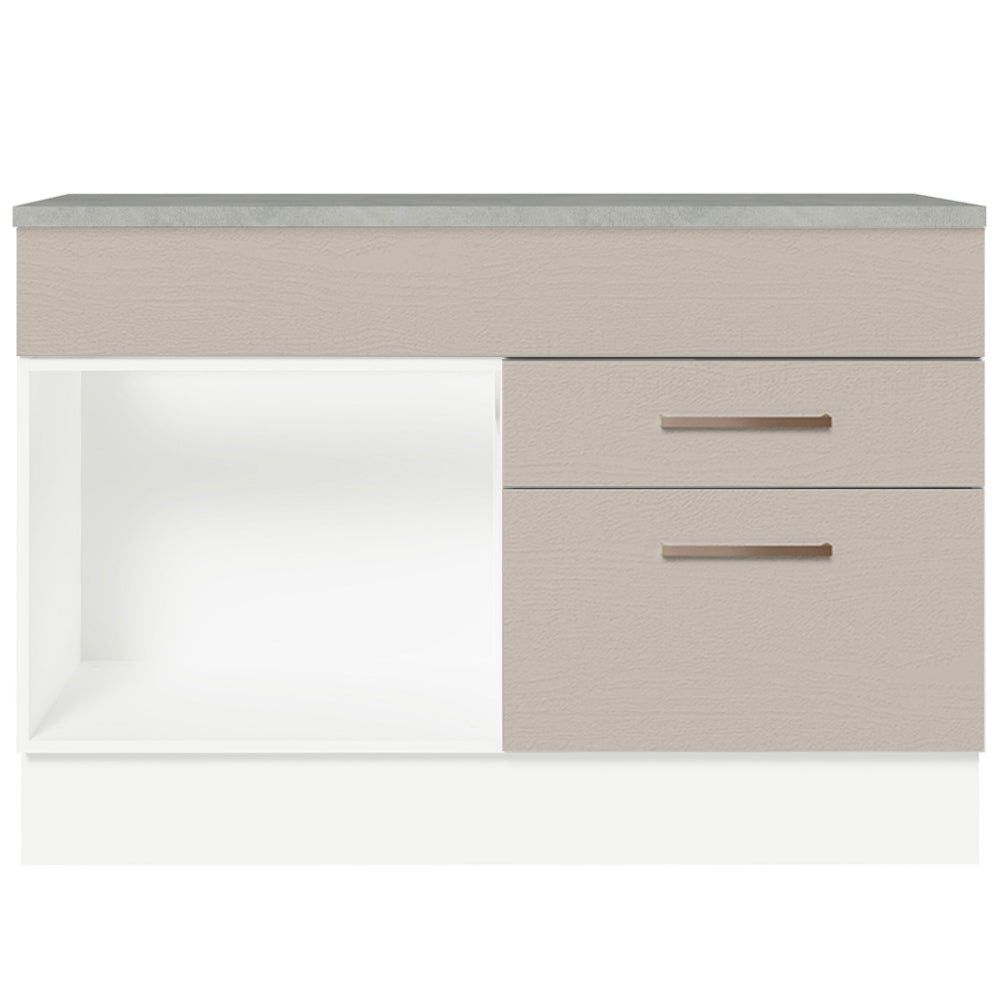 Balcão Gabinete 120 x 60 cm 1 Porta 2 Gavetas Branco/Crema (Com Tampo) Agata Madesa