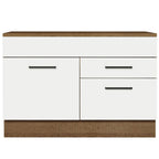 Balcão Gabinete 120 x 60 cm 1 Porta 2 Gavetas Rustic/Branco (Com Tampo) Agata Madesa