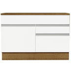 Balcão Gabinete 120 x 60 cm 1 Porta 2 Gavetas Rustic/Branco (Com Tampo) Glamy Madesa