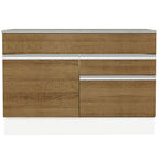 Balcão Gabinete 120 x 60 cm 1 Porta 2 Gavetas Branco/Rustic (Com Tampo) Glamy Madesa