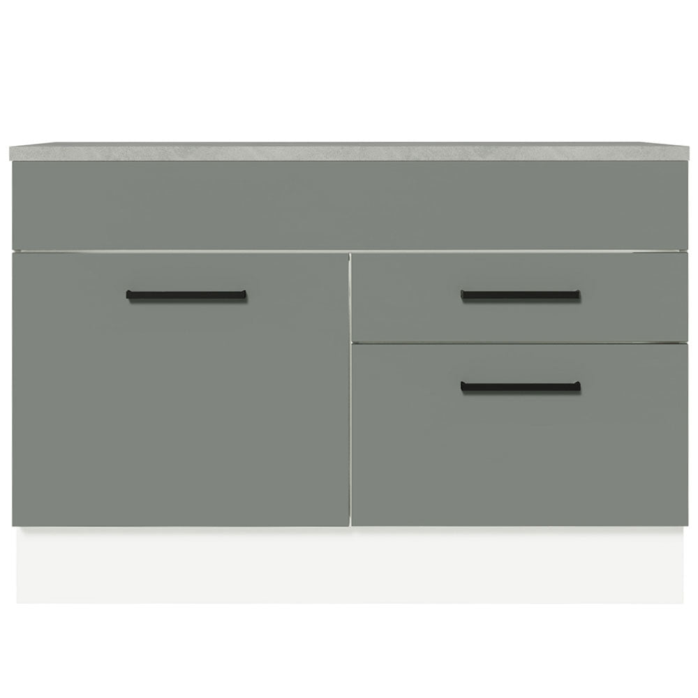 Balcão Gabinete 120 x 60 cm 1 Porta 2 Gavetas Branco/Cinza (Com Tampo) Agata Madesa