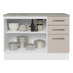 Balcão Cozinha 2 Portas e 3 Gavetas (Com Tampo) Branco/Crema Agata Madesa
