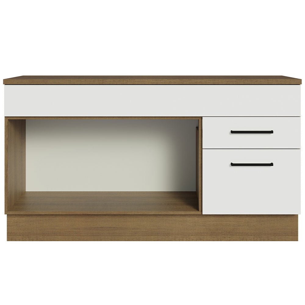Balcão Gabinete Madesa Agata 150 cm 2 Gavetas 2 Portas (Com Tampo) Rustic/Branco