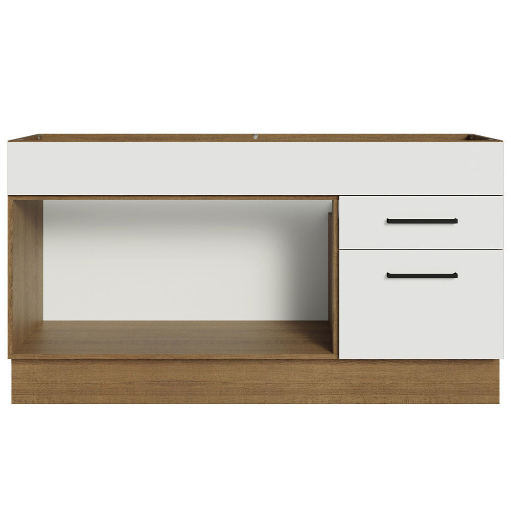 Balcão Gabinete de Pia Madesa Agata 150 cm 2 Portas e 2 Gavetas (Sem Tampo e Pia) Rustic/Branco