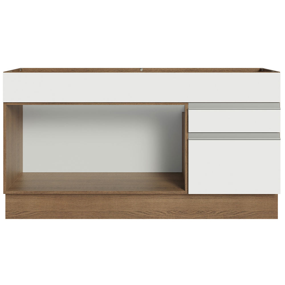 Balcão Gabinete de Pia Madesa Glamy 150 cm 2 Gavetas 2 Portas (Sem Tampo e Pia) Rustic/Branco