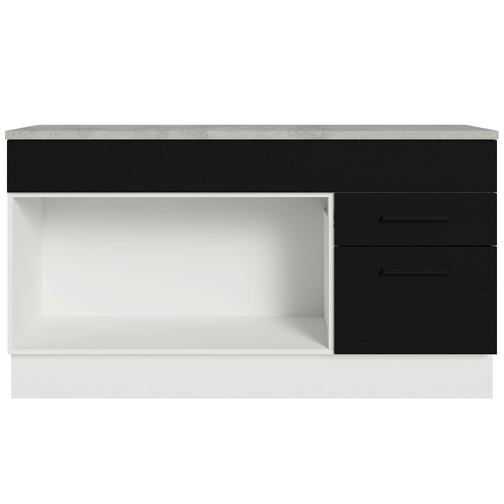 Balcão Gabinete Madesa Agata 150 cm 2 Gavetas 2 Portas (Com Tampo) Branco/Preto