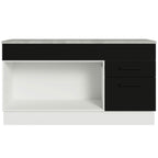 Balcão Gabinete Madesa Agata 150 cm 2 Gavetas 2 Portas (Com Tampo) Branco/Preto
