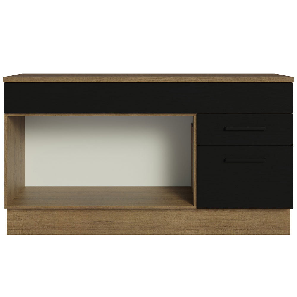 Balcão Gabinete Madesa Agata 150 cm 2 Gavetas 2 Portas (Com Tampo) Rustic/Preto
