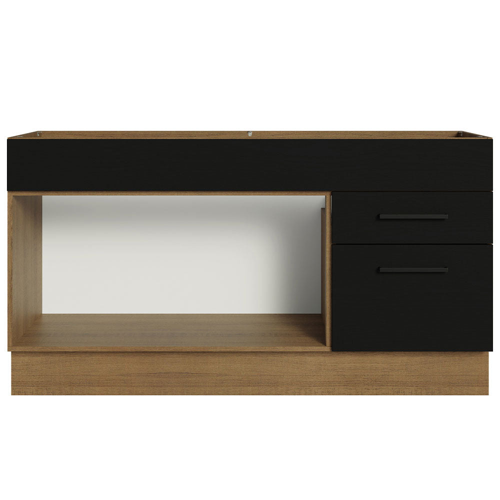 Balcão Gabinete de Pia Madesa Agata 150 cm 2 Portas e 2 Gavetas (Sem Tampo e Pia) Rustic/Preto