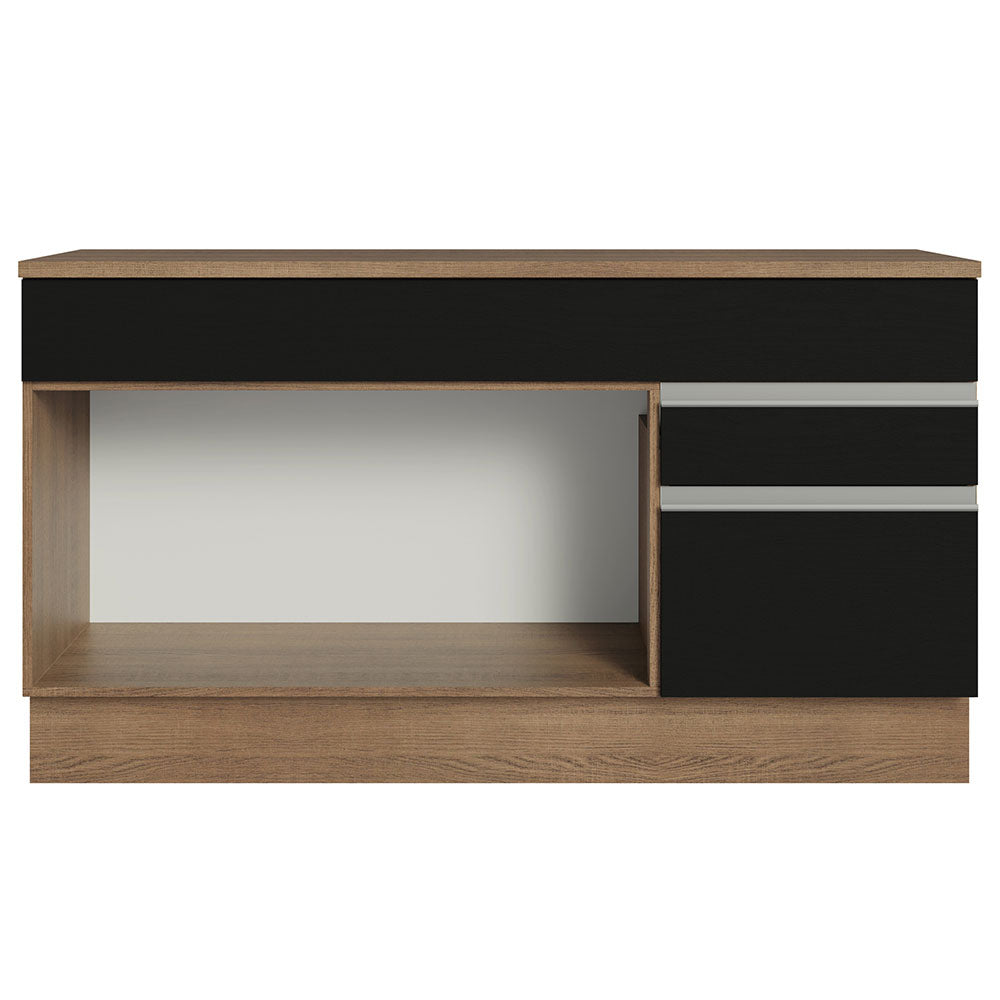 Balcão Gabinete Madesa Glamy 150 cm 2 Gavetas 2 Portas (Com Tampo) Rustic/Preto
