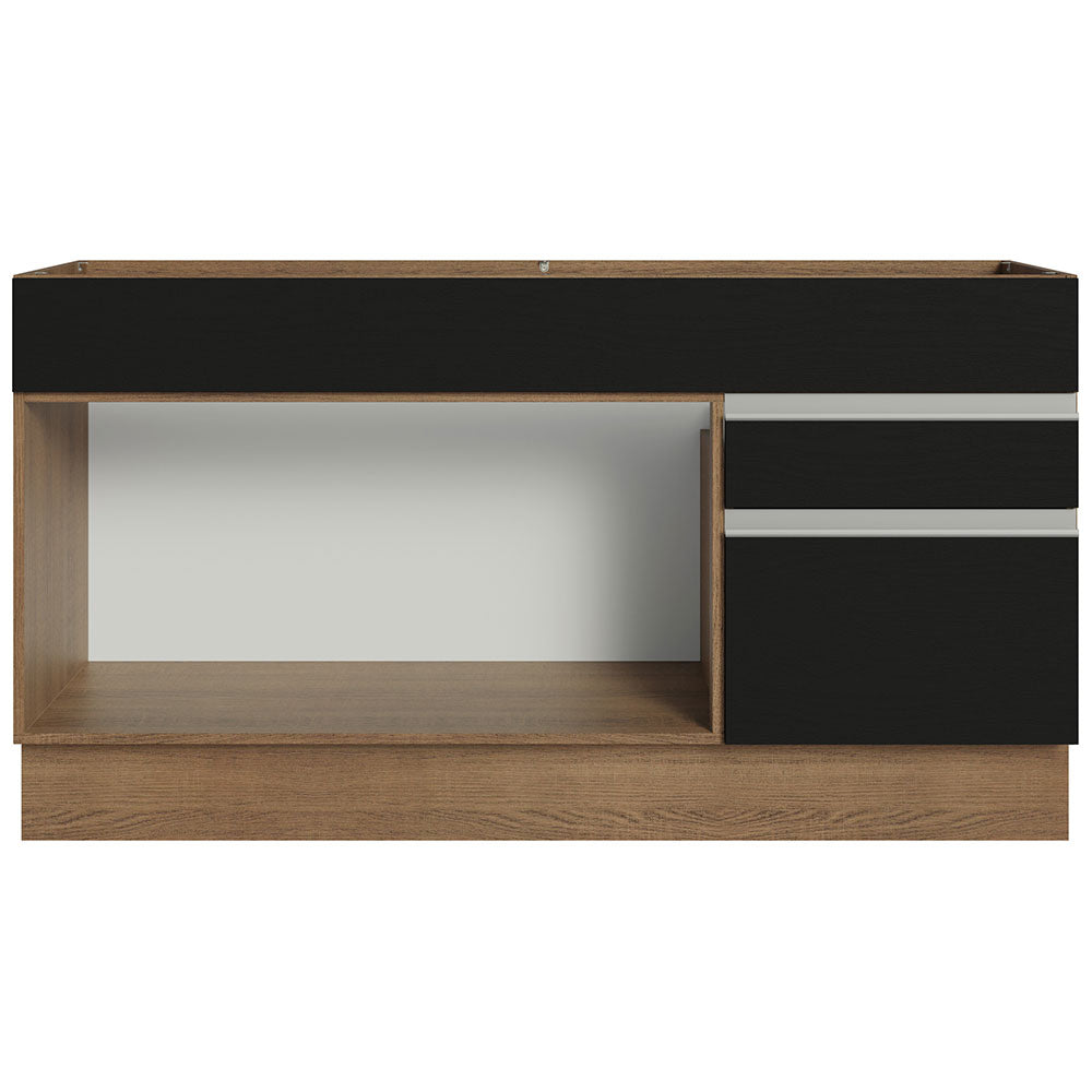 Balcão Gabinete de Pia Madesa Glamy 150 cm 2 Gavetas 2 Portas (Sem Tampo e Pia) Rustic/Preto
