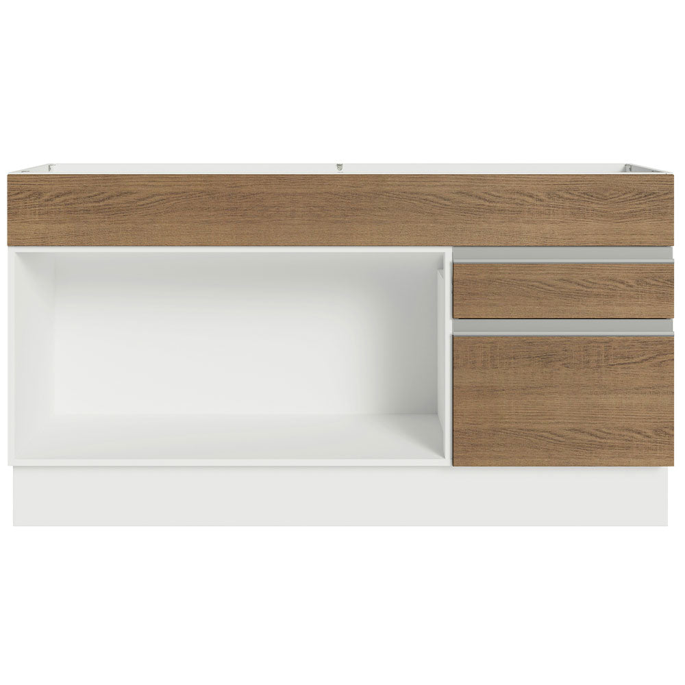 Balcão Gabinete de Pia Madesa Glamy 150 cm 2 Gavetas 2 Portas (Sem Tampo e Pia) Branco/Rustic