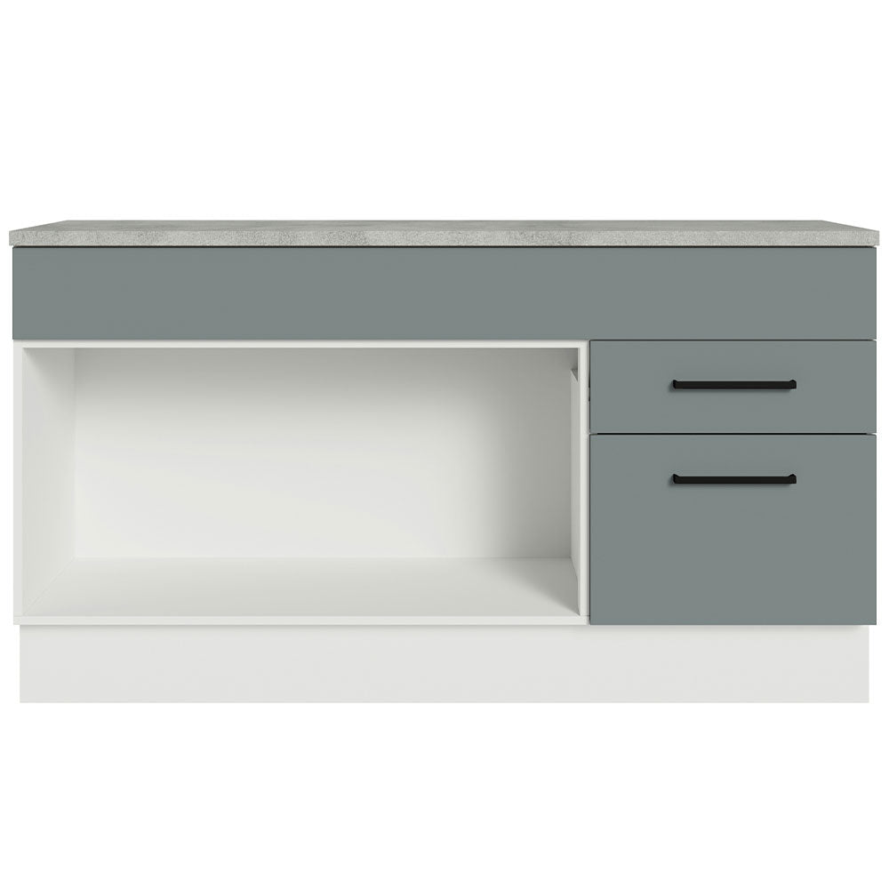 Balcão Gabinete Madesa Agata 150 cm 2 Gavetas 2 Portas (Com Tampo) Branco/Cinza