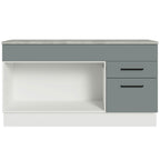 Balcão Gabinete Madesa Agata 150 cm 2 Gavetas 2 Portas (Com Tampo) Branco/Cinza