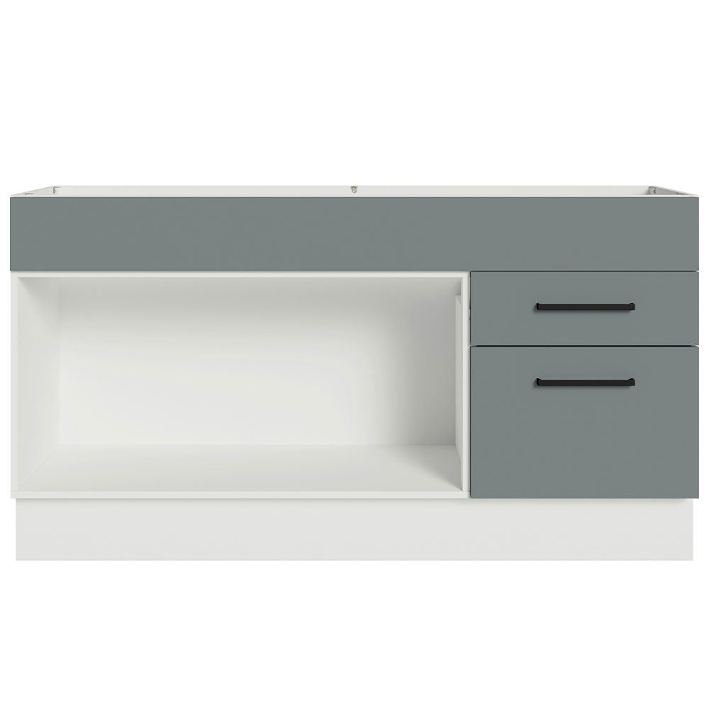 Balcão Gabinete de Pia Madesa Agata 150 cm 2 Portas e 2 Gavetas (Sem Tampo e Pia) Branco/Cinza