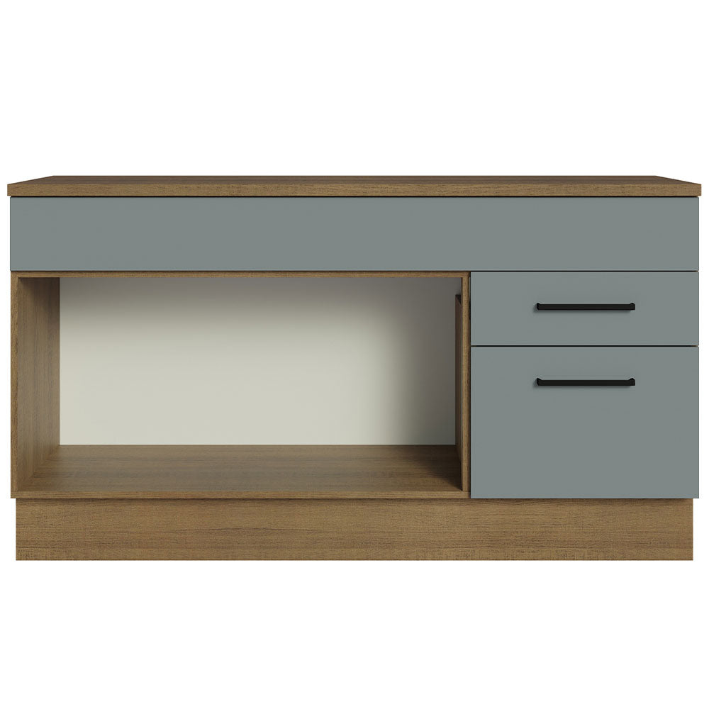 Balcão Gabinete Madesa Agata 150 cm 2 Gavetas 2 Portas (Com Tampo) Rustic/Cinza