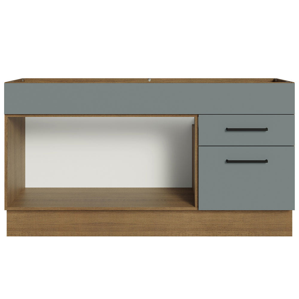 Balcão Gabinete de Pia Madesa Agata 150 cm 2 Portas e 2 Gavetas (Sem Tampo e Pia) Rustic/Cinza