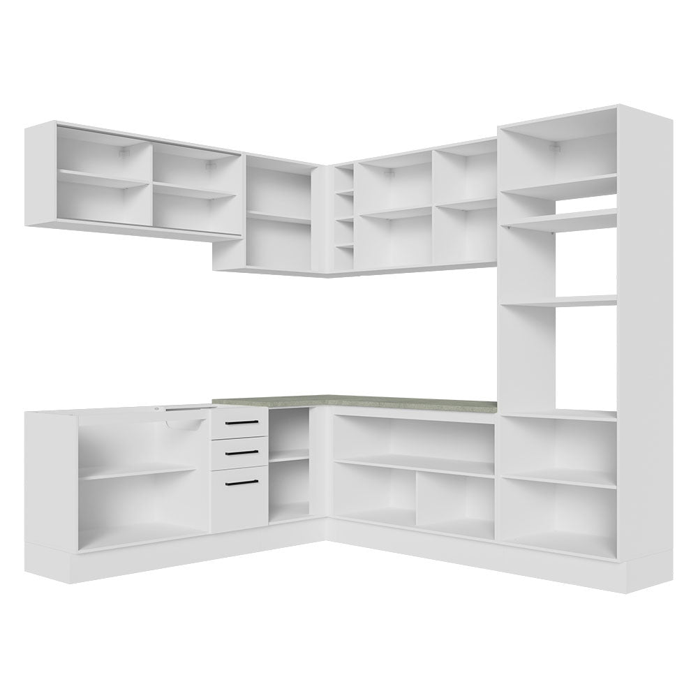 Armário de Cozinha Completa de Canto 459cm Branco Agata Madesa 01