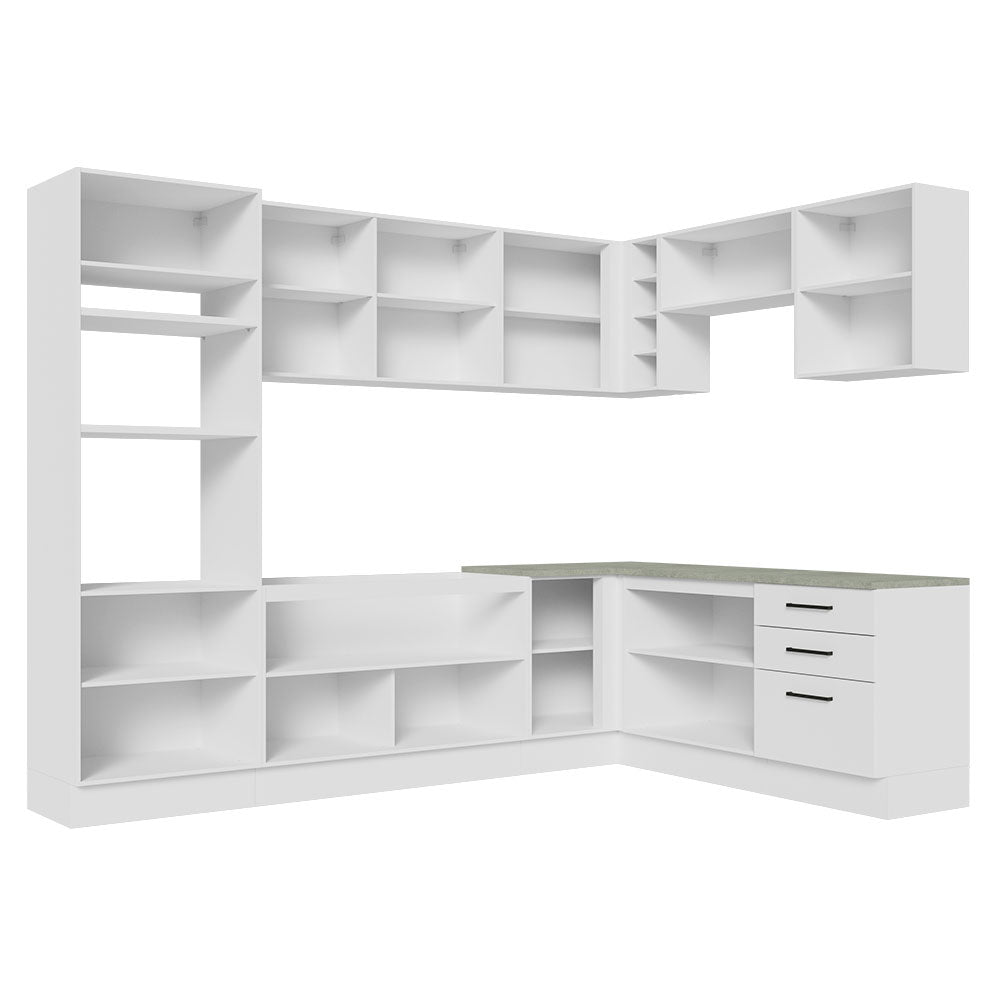 Armário de Cozinha Completa de Canto 479cm Branco Agata Madesa 01